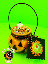 Load image into Gallery viewer, Handcrafted "Jack's Brew" Jack O'Lantern Jar Pumpkin Spice Soy Candle (12oz)
